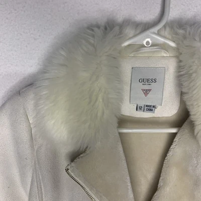 Guess Faux Fur Sweater Jacket Girls Size M/10-12 Suede Supper Soft  - Image 1 of 4