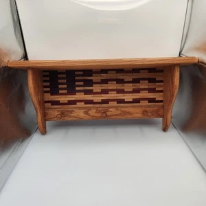 Longaberger Style Shelf Coat Rack Key Holder Wood with Flag Basket Inlay - Picture 1 of 22