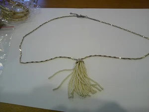 Collana Baublebar maglia tono oro nappa perle finte ciondolo strass 30" - Foto 1 di 8