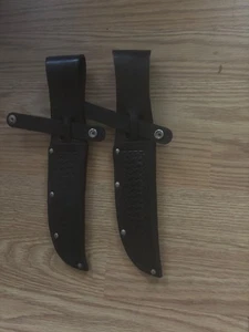 FIVE INCH BLACK LEATHER FIXED BLADE SHEATH - Picture 1 of 2