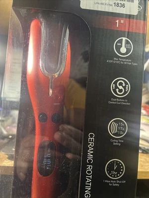 CHI Spin N' Curl 1" Ceramic Rotating Hair Curler Iron, Ruby Red - Image 1 of 4