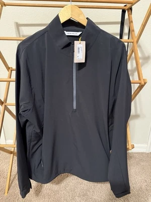 Nueva chaqueta para hombre Peter Millar Dunes media cremallera grande negra MS25EZ34 Foto 1 de 4