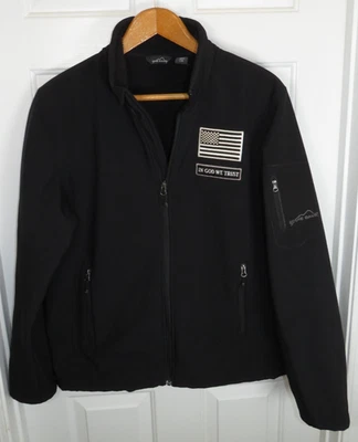 Eddie Bauer Rugged Ripstop Soft Shell Jacket Men's LG Black EB534 USA FLAG - Image 1 of 4