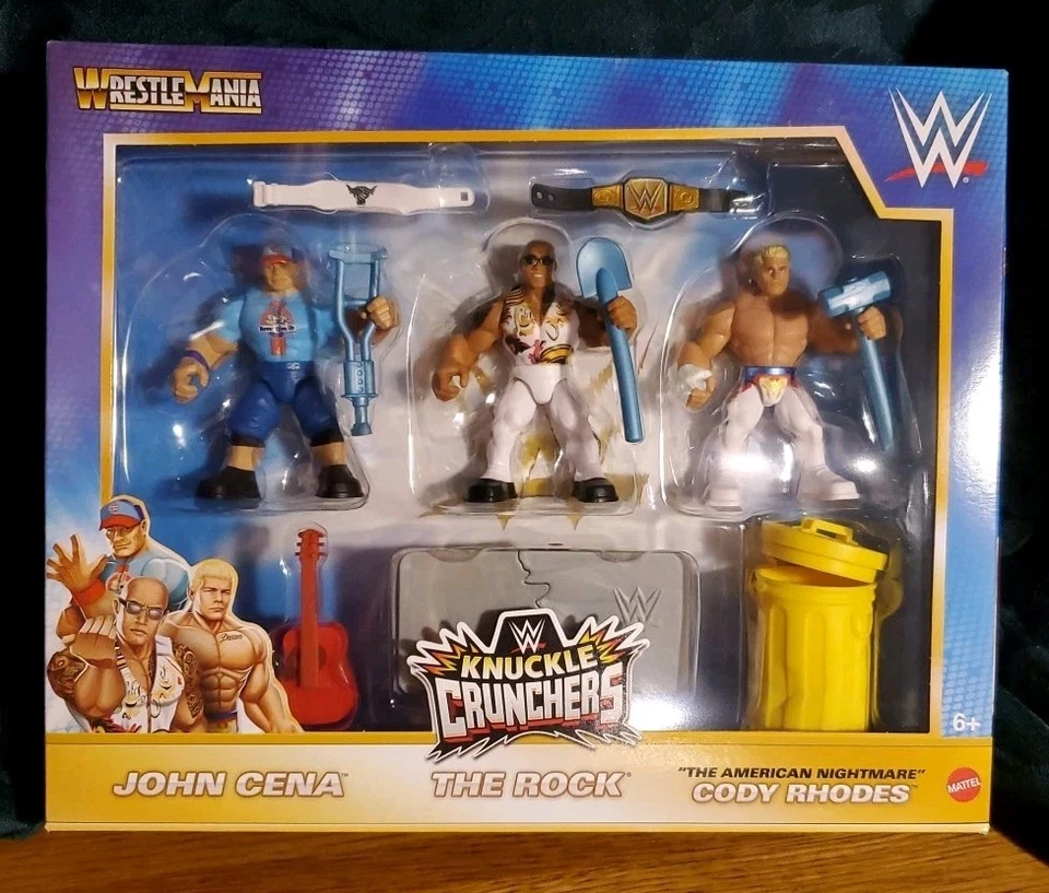 Figuras de acción WWE Knuckle Crunchers paquete de 3 con 8 accesorios,... Foto 1 de 4