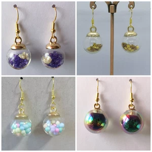 Bauble Dangle Drop Earrings Gold Plated Hooks - Picture 1 of 7