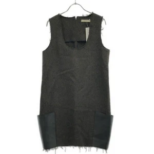 CELINE by Phoebe Philo Leather pocket melton wool dress dress 26F752914 Brown 40 - Picture 1 of 4