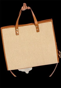 Mark and Graham Splendida Borsa a Tracolla Tote in Rafia e Pelle Made in Italy - Foto 1 di 5