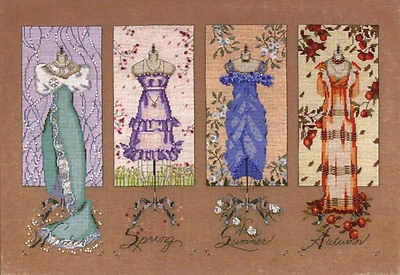 Cross Stitch Pattern ~ Mirabilia Dressmakers' Daughter Seasonal Dresses  #MD121 - Image 1 of 3