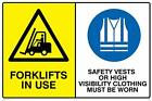 Viking Signs CP5283-A4L-V'Forklifts In Use, Safety Vests Or High Visibility Clo