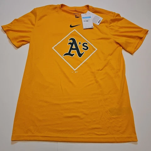 NWT Oakland Athletics MLB Men's Nike Dri-Fit T-Shirt Yellow Medium New With Tags Cover