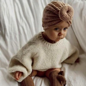 Knotted Hats for Baby Girl Beanie Bow Headband Infant Turban Newborn Head Access - Picture 1 of 40