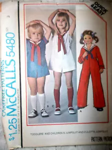 VINTAGE McCALL'S #5480 JUMPSUIT SIZE 3 PATTERN & INSTRUCTIONS UNCUT - Picture 1 of 2