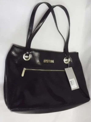 Cartera Kenneth Cole Reaction NUEVA CON ETIQUETAS 15" X 10" X 5.5" Doble Correa Caída 9" PVC Negro  Foto 1 de 4