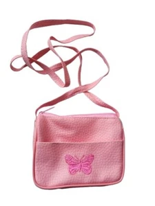 NEW Childrens Pink Embroidered Butterfly Motif Zip Money Purse Strap Bag Summer - Picture 1 of 2