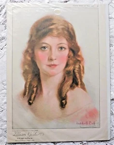 ANTIQUE 1920 PICTORIAL REVIEW MAGAZINE LITHOGRAPH PRINT - "LILLIAN GISH" - Picture 1 of 3