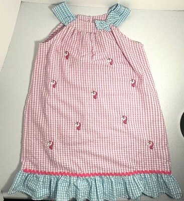 Платье Emily Rose Gingham для девочек 6 шт. розовое с вышивкой единороги с оборками бант без рукавов - Изображение 1 из 4