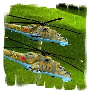 Painted! - Soviet Mi-24 Hind Company (2 Helos) 15mm WW3  Team Yankee - Picture 1 of 2