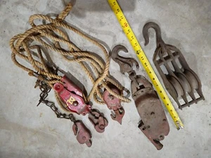 Vintage Pulleys Block And Tackle Farm Pulley Rope Pulleys. (C) - Picture 1 of 1