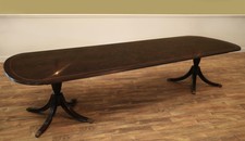 12-ft Traditional Duncan Phyfe Dining Room Pedestal Table w DARK Walnut Finish 