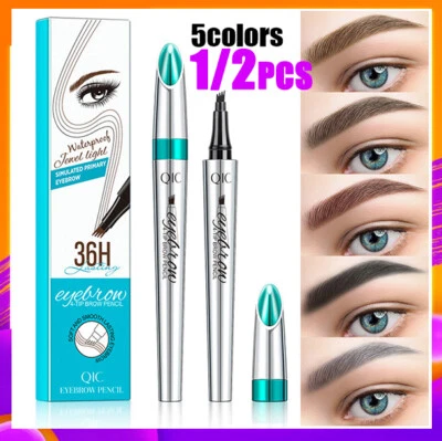 Microblading Tattoo Eyebrow 3D Liquid Ink Pen Waterproof 4 Fork Pencil Brow UK - Image 1 of 4