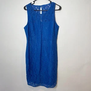 J. Crew Womens Sleeveless Floral Lace Cocktail Sheath Dress Blue 12 C3896 New - Picture 1 of 8