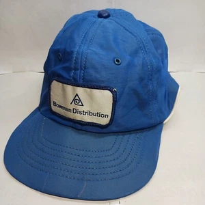 Vintage Bowman Distribution Blue Lightweight Fine Mesh Snapback Hat Cap - Picture 1 of 11