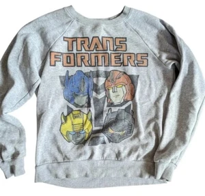 Transformers Sweatshirt Boys Xl 14 Gray L/S Shirt Bumblebee Optimus Prime - Picture 1 of 4