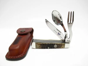 CASE XX BOY SCOUTS OF AMERICA HOBO KNIFE GREEN BONE ORIGINAL SHEATH NEAR MINT - Picture 1 of 16