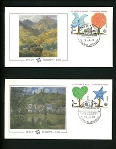 Postal History Italy FDC #1672 a-d SET OF 2 Europa trees fauna flora 1986 - Picture 1 of 2