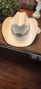 Western Cowboy Hat Womens Adjustable white - Picture 1 of 3