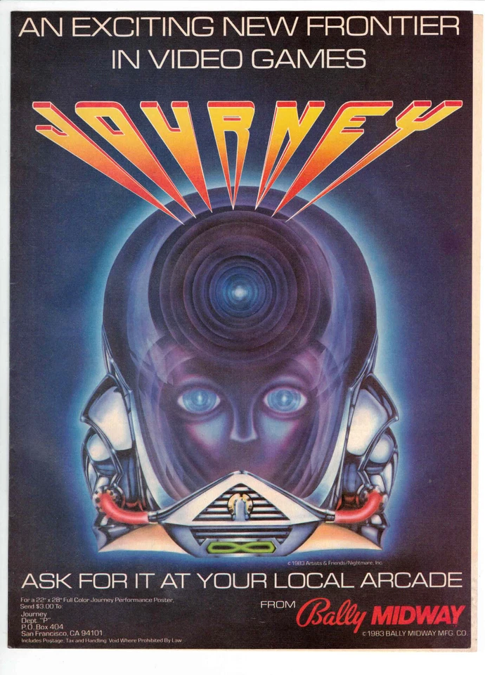 Original Vintage 1983 Bally  Midway Journey Coin Op Arcade video game print ad - Image 1 of 1