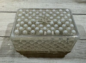 Vintage White Opalescent Hobnail Jewelry Box Trinket Tray Keepsake EXCELLENT - Picture 1 of 6