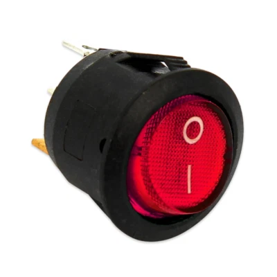 UNIVERSALE Interruttore tondo luminoso rosso da incasso diametro 20 mm. -3 faston