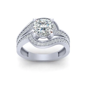 Cushion Cut Simulated White Diamond Engagement Ring Silver Promise Rings For Her - Picture 1 of 7