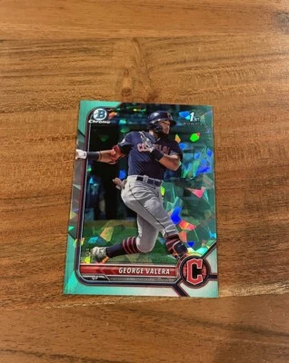 George Valera 2022 1st Bowman Chrome Prospects Aqua Sapphire Refractor /55 NRMT+ - Image 1 of 2
