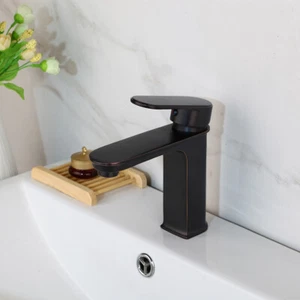 Grifo mezclador de lavabo de baño de bronce frotado con aceite montado en cubierta grifo de latón de un solo orificio - Imagen 1 de 7