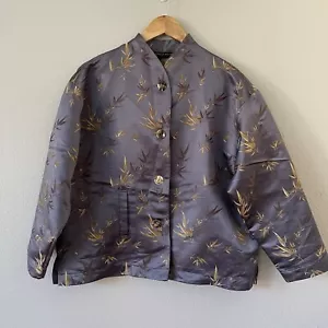 Babette Ballinger Y2K High Neck Button Down Asian Pocket Blazer Jacket in Sz L - Picture 1 of 7
