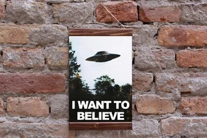 X Files I want to Believe póster, póster de X-Files, póster de ovnis, impresión de lona OVNI - Imagen 1 de 10