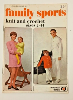Family Sports Knit and Crochet sizes 2-11  pattern book  Star #219     23 pages - Image 1 of 2