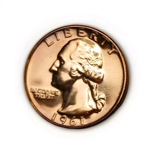 PERFECT SUPERB GEM PROOF 1961 WASHINGTON PROOF 90% SILVER 25c from U S Mint Set. - Bild 1 von 2