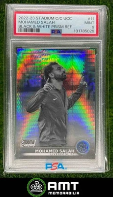 5029 2022 Topps Stadium Club Chrome UEFA Mohamed Salah Black White 165/350 PSA 9 - Image 1 of 3