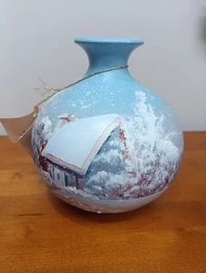 Vintage Hand-painted Modernist Vase by Canadian Artist "Tifo" Francine Thiffault - Picture 1 of 9