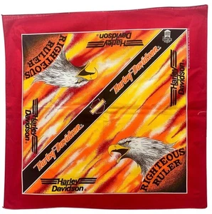 Harley Davidson Bandana Roja EE. UU. RN 16463 Bufanda Pañuelo Águila Algodón Poliéster - Imagen 1 de 8