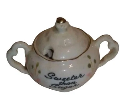 Mini olla de porcelana azucarera vintage dulce hogar Foto 1 de 4