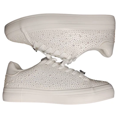 Zapatillas de plataforma Juicy Couture Alanis para mujer EE. UU. 8,5 blancas estrás con cordones Foto 1 de 4