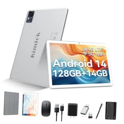 Tablet 10 inch Android 14 Tablets 2025 Latest Octa-Core Tableta, Dual 4G Silver - Image 1 of 4