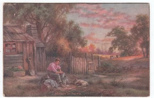 Serie de arte Sunday at Home Australia pintura colonial antigua postal 1905 - Imagen 1 de 2
