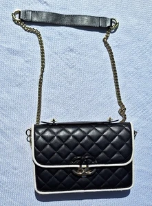 Chanel Paris Bolso Cartera Acolchado Cuero Negro Cadena Hombro DAÑADO - Imagen 1 de 11