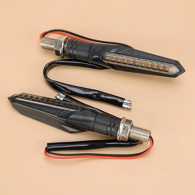 1Pair 12V Motorcycle Indicators LED Amber Turn Signal Flowing Water Light Lamp - Image 1 of 4
