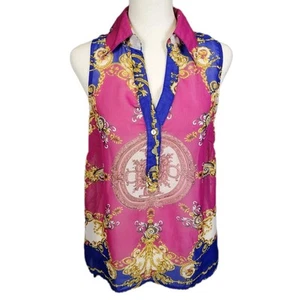 Tunica donna multicolore a scorrimento chiffon senza maniche taglia media trasparente massima - Foto 1 di 9